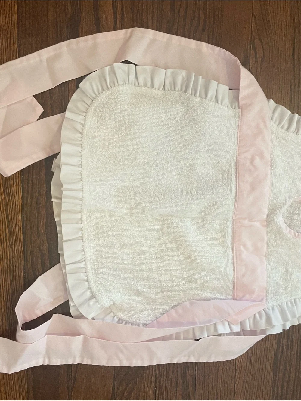 White and Pink Ruffle Bib Apron for Kids